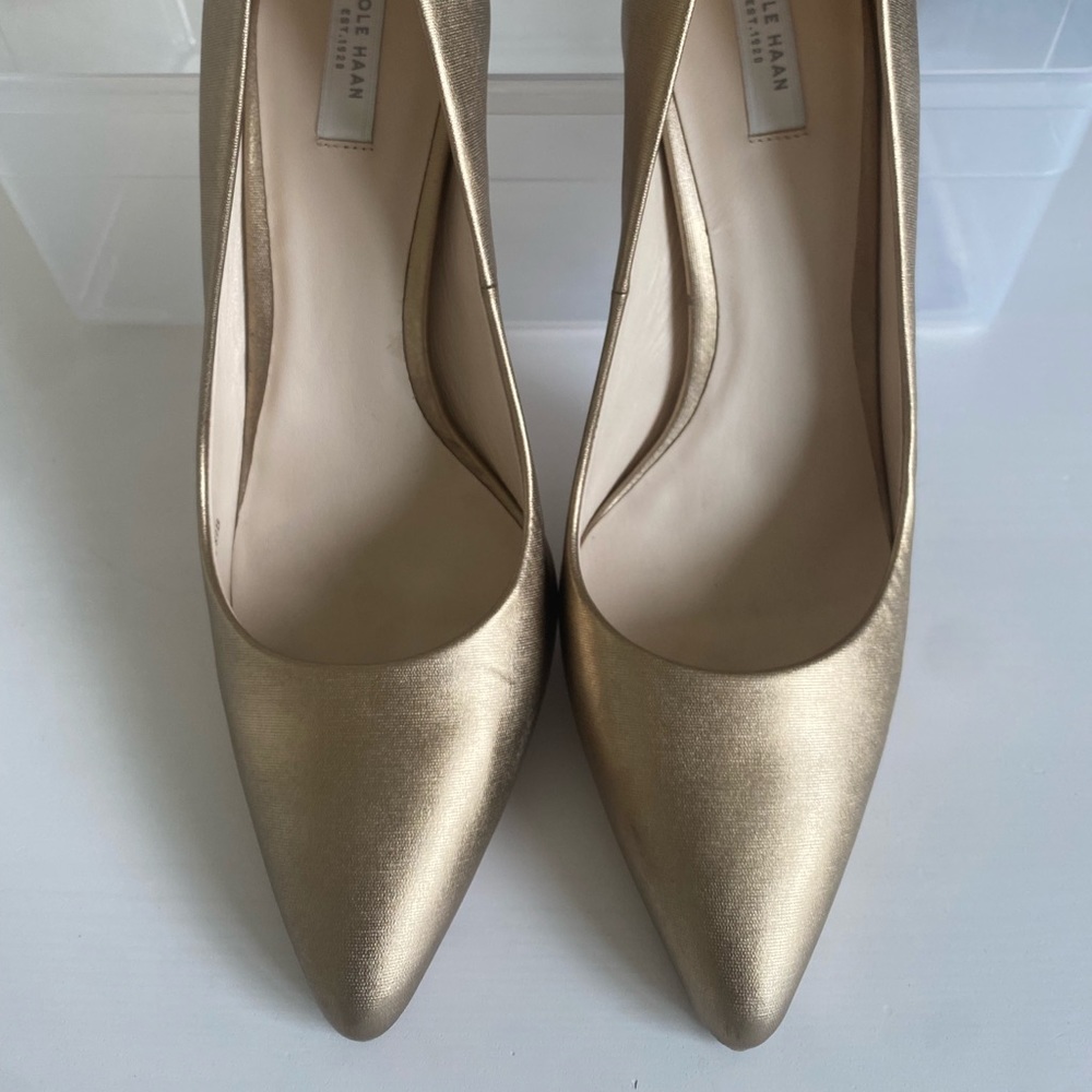 Cole Hann bronze/gold pumps 8.5 4 inch heels